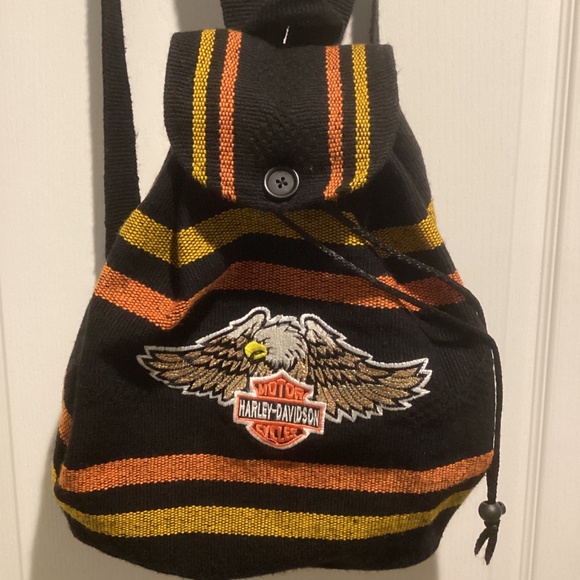 Unisex Harley Davidson Embroidered Fabric Backpack - Picture 4 of 4